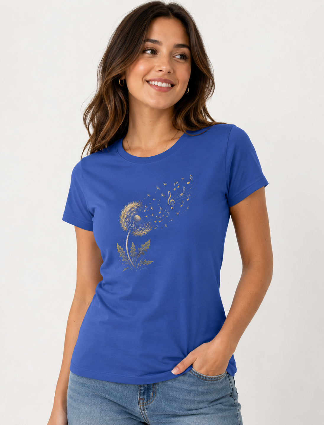 Dandelion Music Note T-Shirt, Gift for Music Lovers, Women's Graphic Tee, Soft Cotton, Stylish Feminine Fit