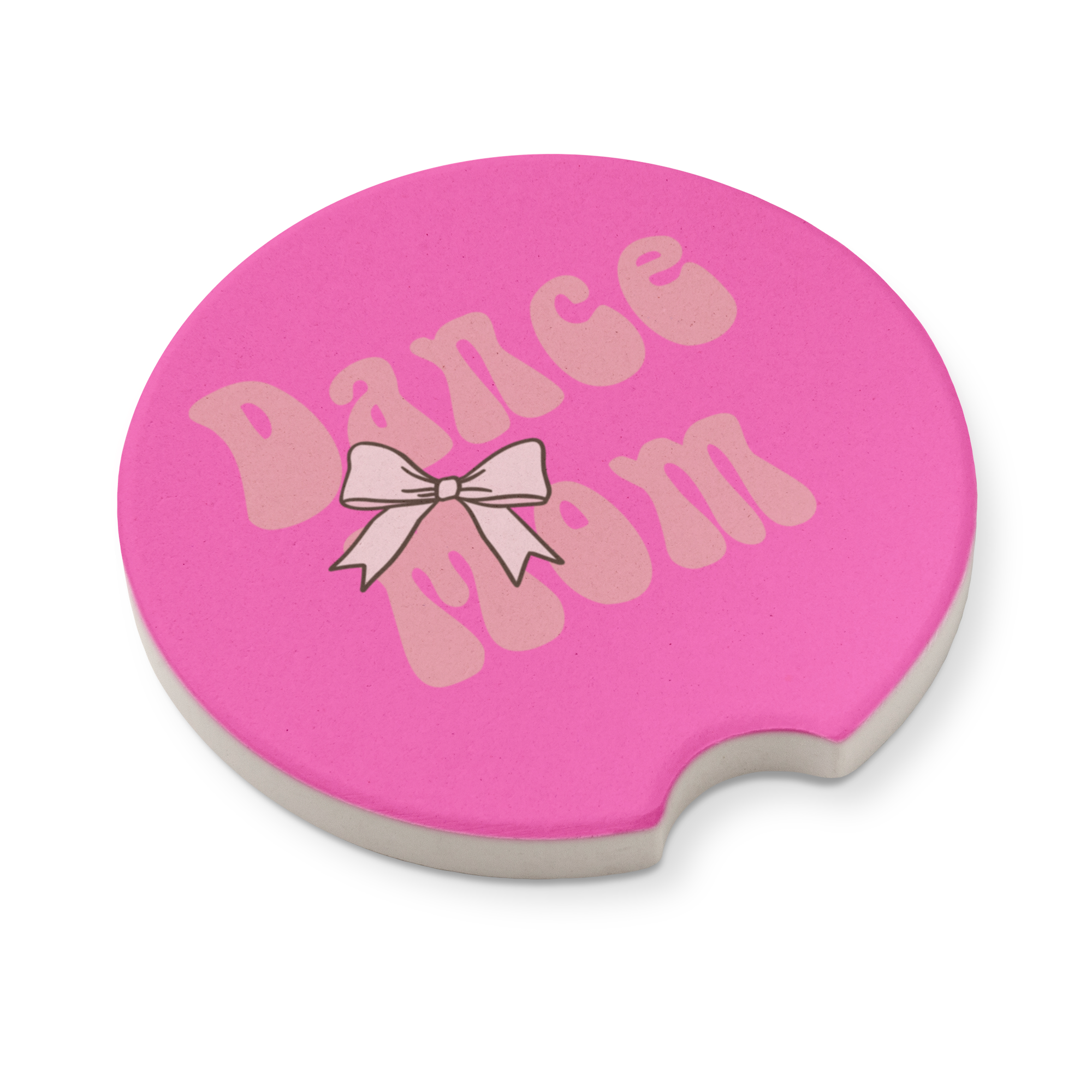 Dance Mom Car Coasters – Set of 2 Absorbent Ceramic Cup Holder Inserts with Pink Bow Design, Gift for Dance Moms, Car Accessories