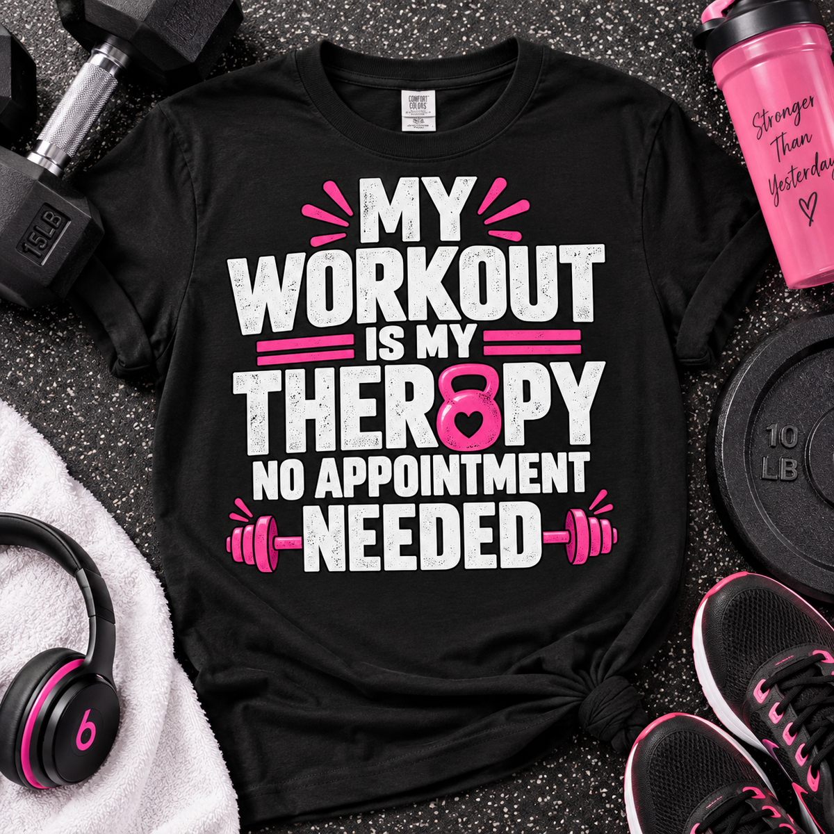 My Workout Is My Therapy Tee, Funny Fitness Shirt, Gym Motivation T-Shirt,  Workout Humor Gift