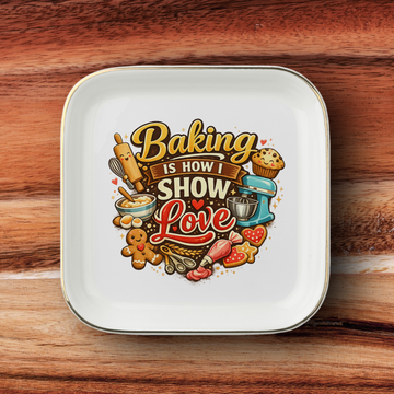 Baking Is How I Show Love Jewelry Dish, Baker Gift, Baking Lover Tray, Pastry Chef Keepsake, Ceramic Ring Dish, Kitchen Decor