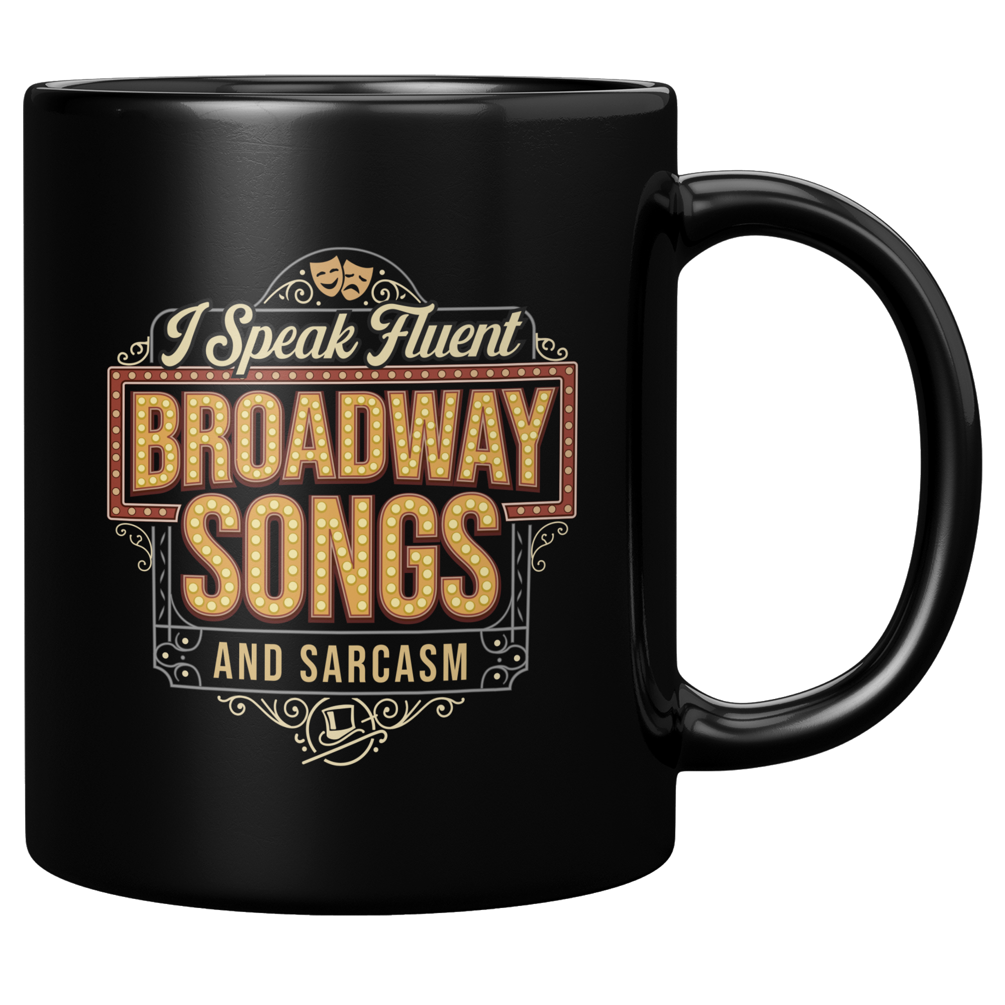 Broadway Lover Coffee Mug Musical Theater Gift for Actors & Theater Fans 11oz Black Mug (Front/Back)