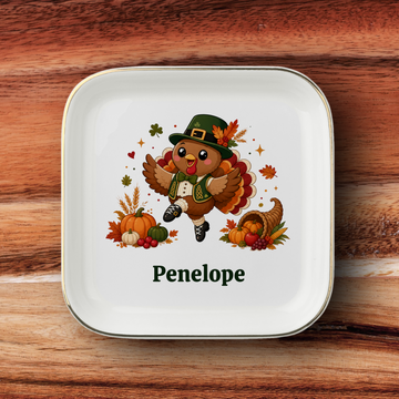 Personalized Thanksgiving Jewelry Dish, Irish Dancer Trinket Tray, Fall Harvest Ring Holder, Cute Autumn Hostess Gift