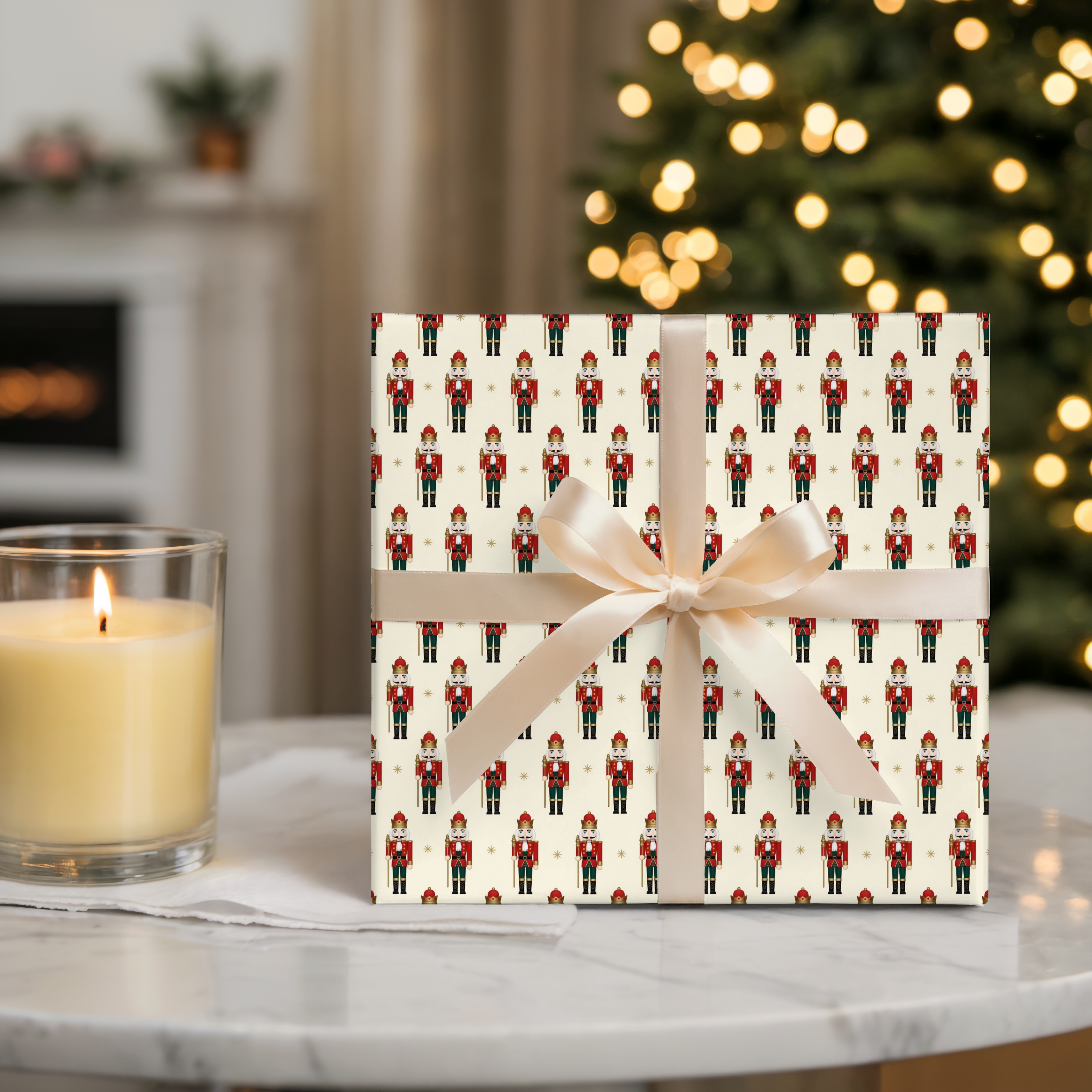 Nutcracker Christmas Wrapping Paper, Classic Toy Soldier Gift Wrap, Ballet Holiday Gift Wrap, Festive Red & Gold Christmas Decor
