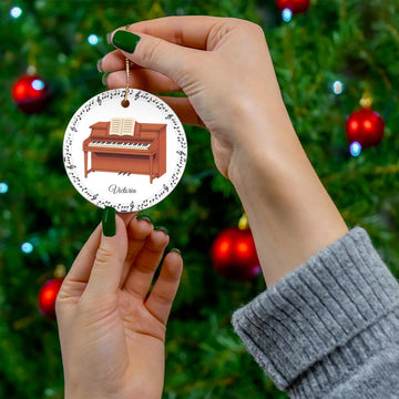 Personalized Upright Piano Ornament – Custom Name Ceramic Christmas Tree Decoration, Gift for Pianist, Student, or Music Teacher