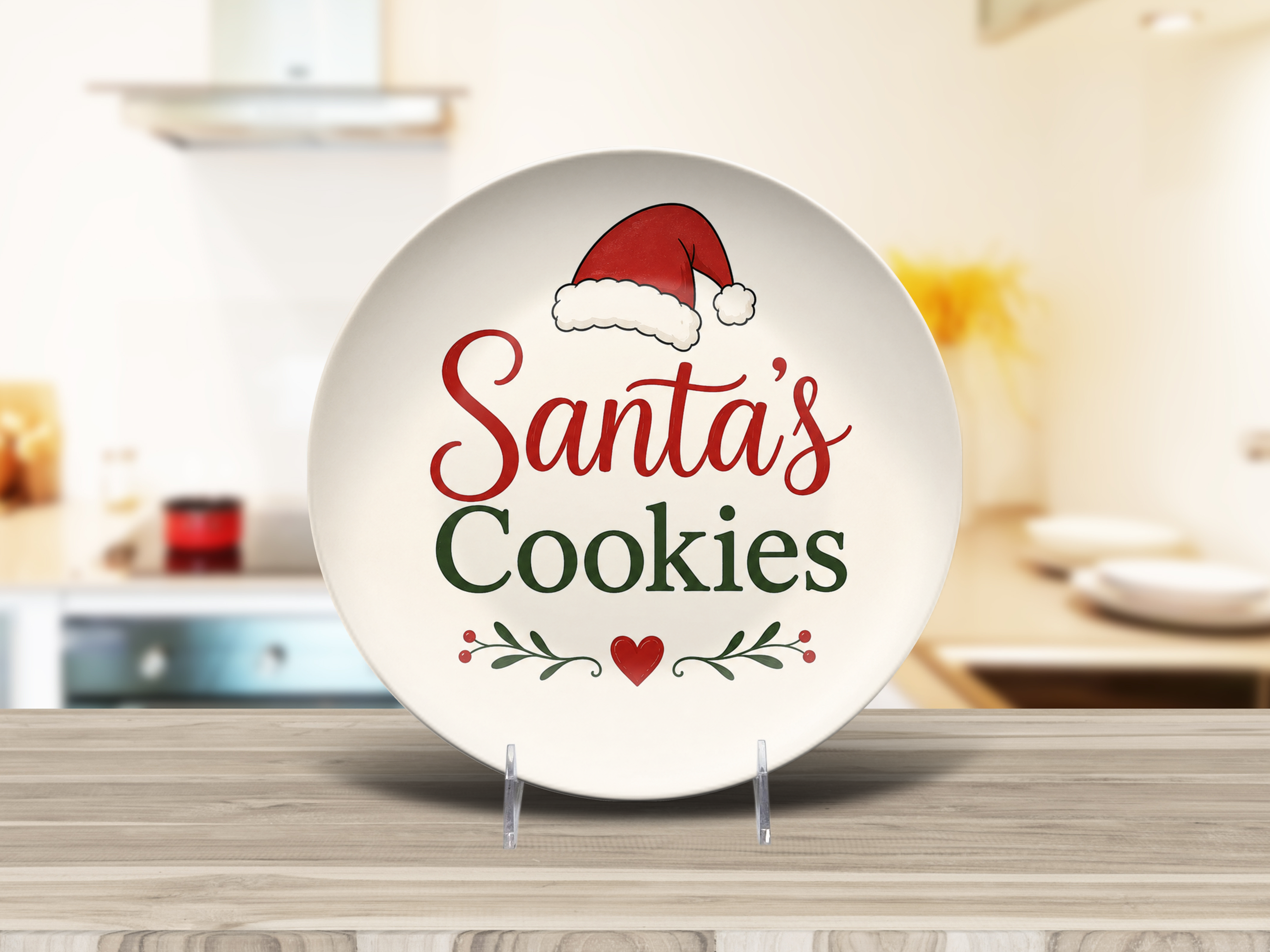 Santa's Cookies Christmas Plate, Holiday Cookie Serving Dish, Festive Santa Hat Dessert Plate, Christmas Kitchen Decor, Cookie Exchange