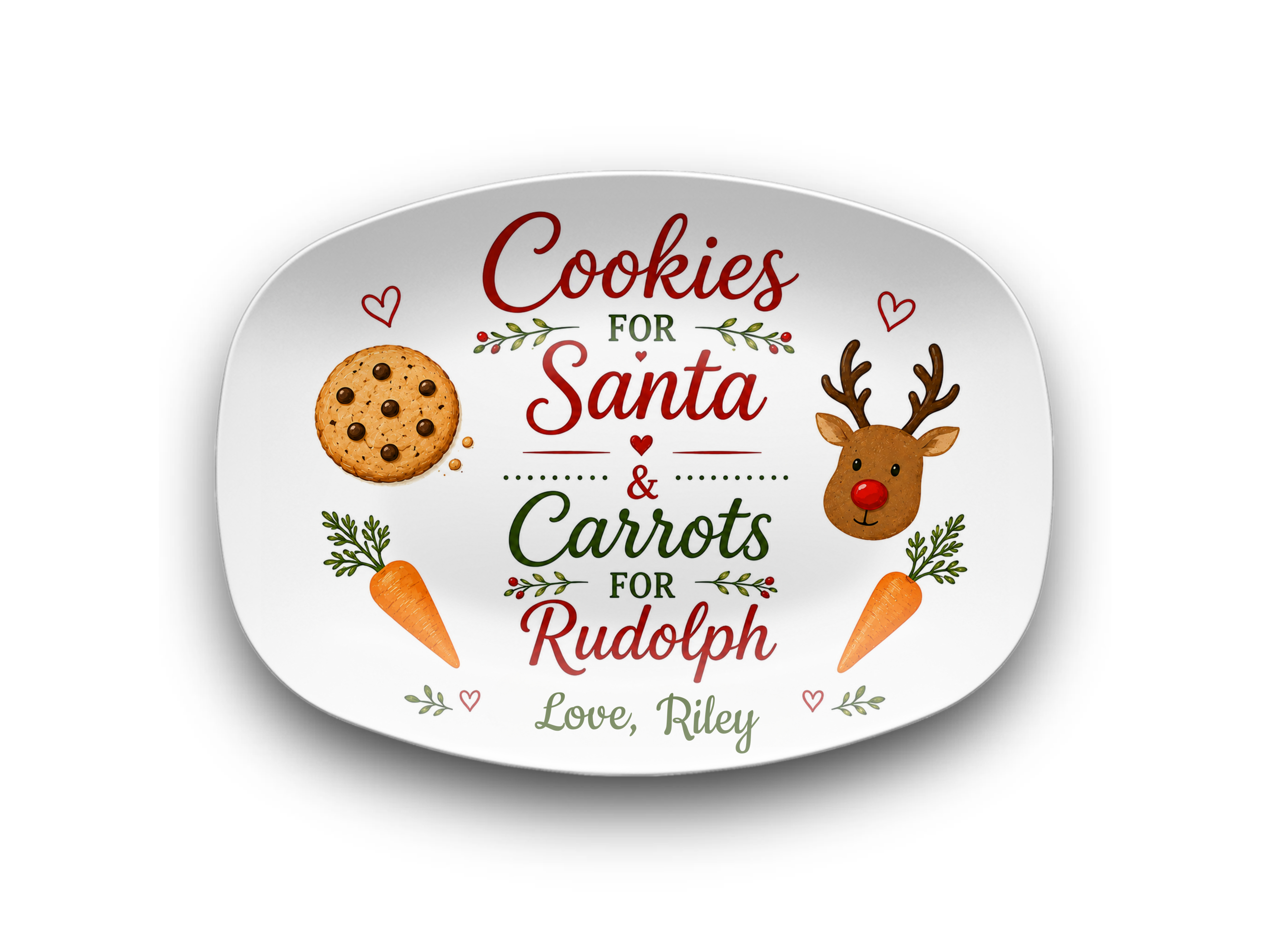 Christmas Santa Cookie Platter, Cookies for Santa & Carrots for Rudolph, Holiday Serving Dish, Christmas Eve Tray