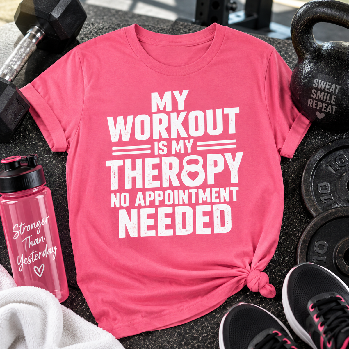 My Workout Is My Therapy Shirt, Funny Gym T-Shirt, Workout Humor Tee, Fitness Motivation Shirt