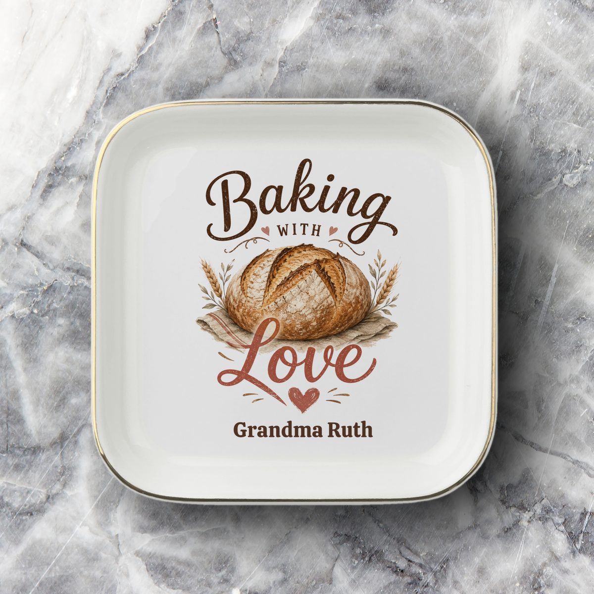 Personalized Grandma Gift, Bakers Jewelry Dish, Baking With Love Keepsake Tray, Bread Baker Kitchen Decor