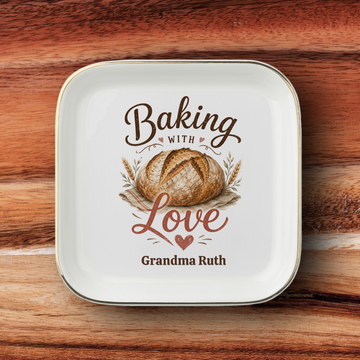 Personalized Grandma Gift, Bakers Jewelry Dish, Baking With Love Keepsake Tray, Bread Baker Kitchen Decor