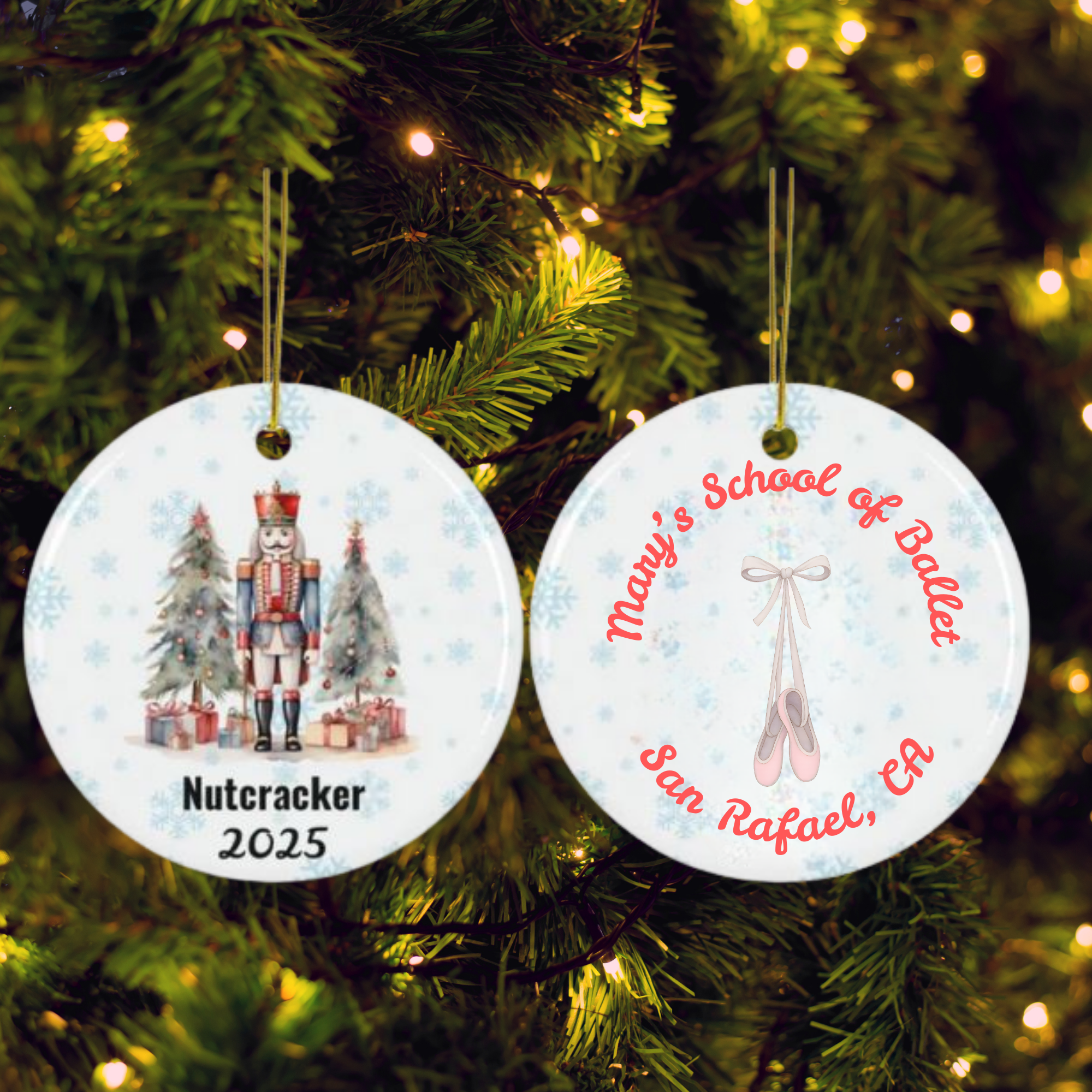 Personalized Nutcracker Ballet Christmas Ornament – Double-Sided - Christmas Tree Decoration, Ballet Fundraiser, (1pc, 3pcs, 5pcs, 10pcs)