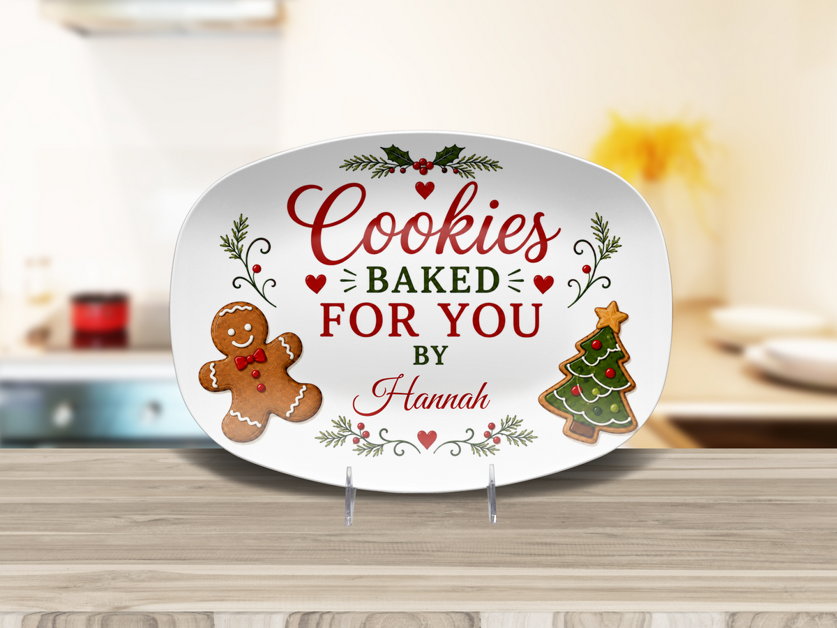 Personalized Cookies Baked for You Platter, Christmas Cookie Serving Dish, Holiday Baking Gift, Cookie Exchange Plate