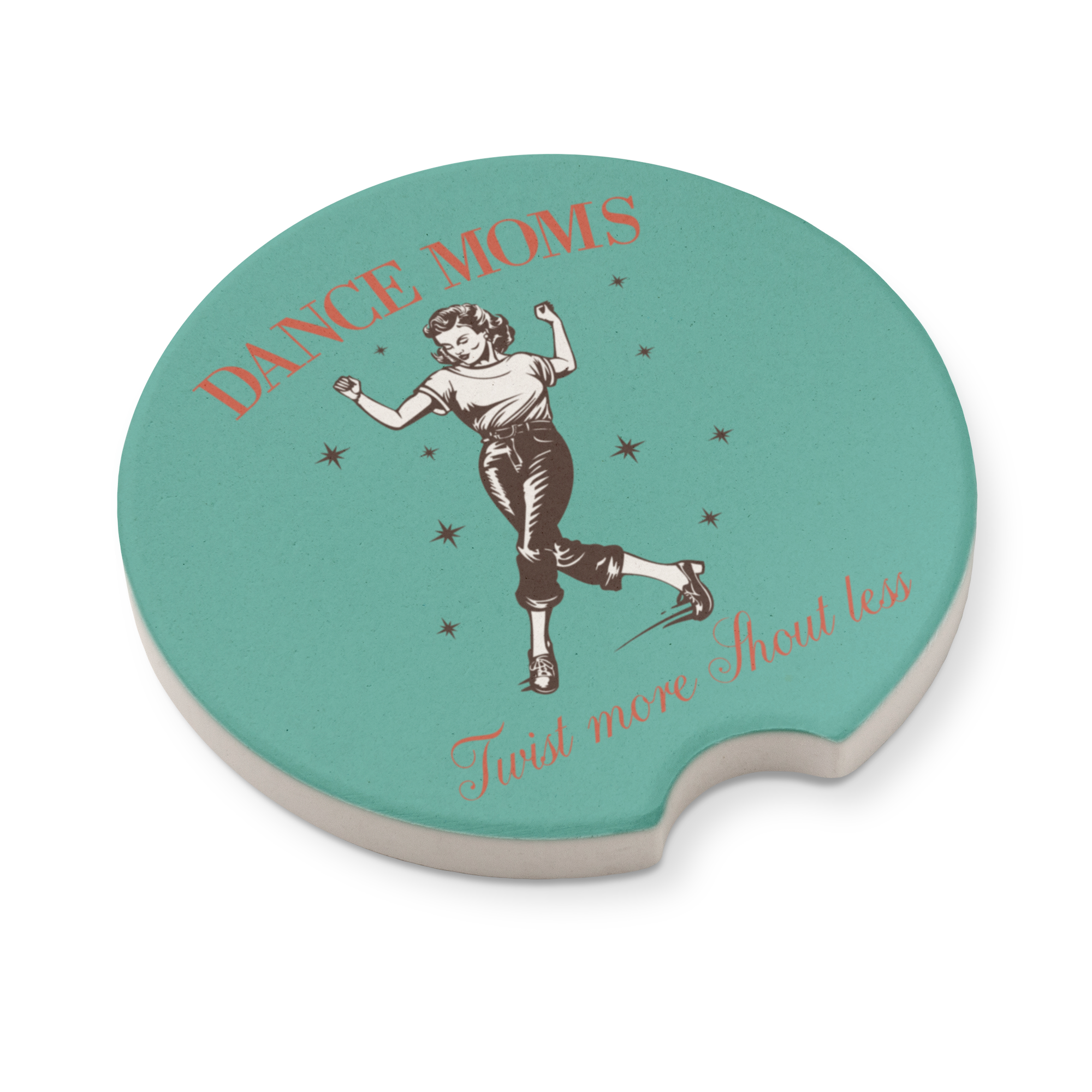 Dance Moms Car Coasters – Set of 2 Absorbent Ceramic Cup Holder Inserts, Retro Twist Design, Gift for Fun Dance Moms