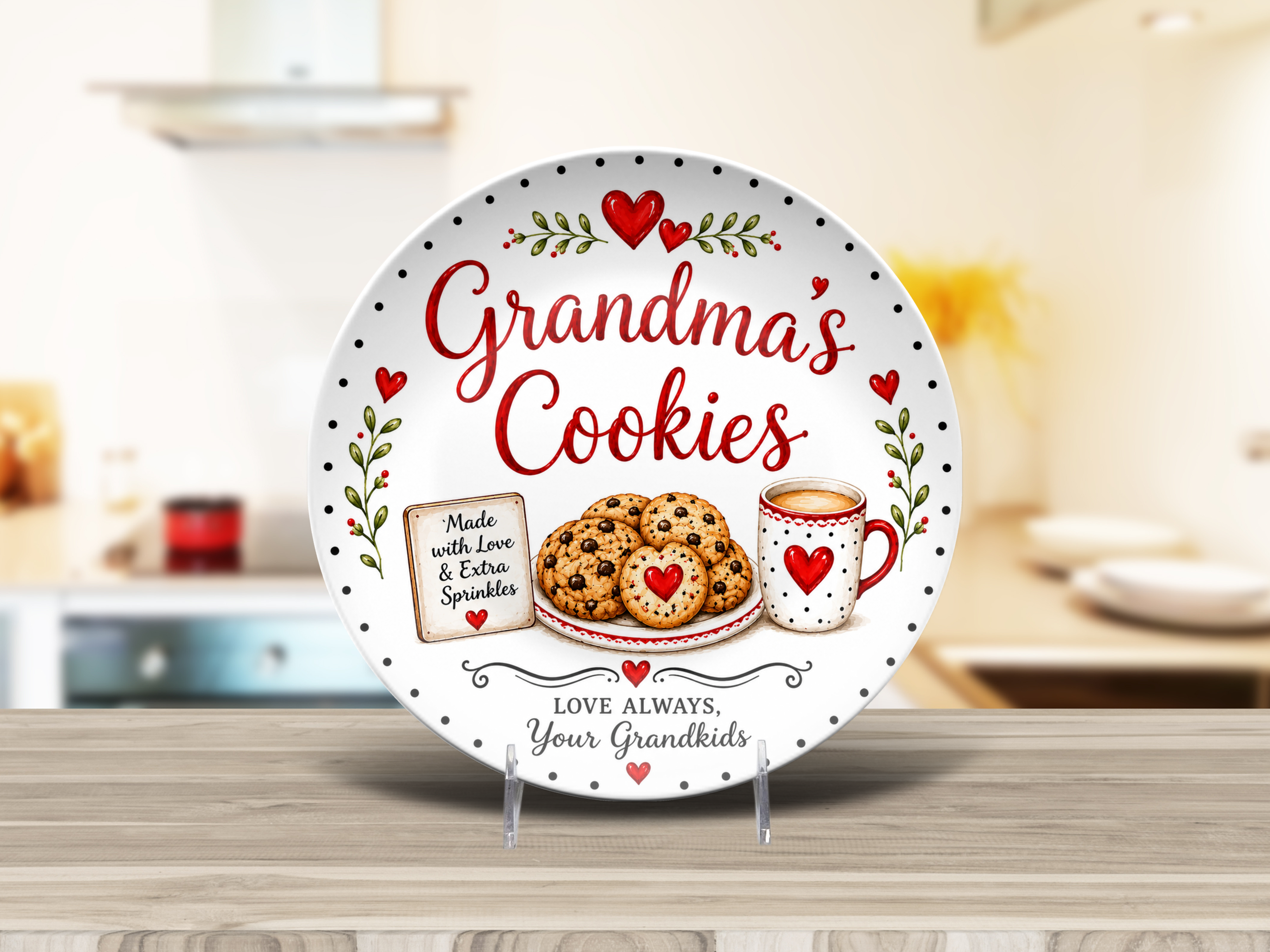 Grandma’s Cookies Plate, Grandmother Baking Gift, Cookie Serving Plate, Gift from Grandkids, Grandma Kitchen Keepsake