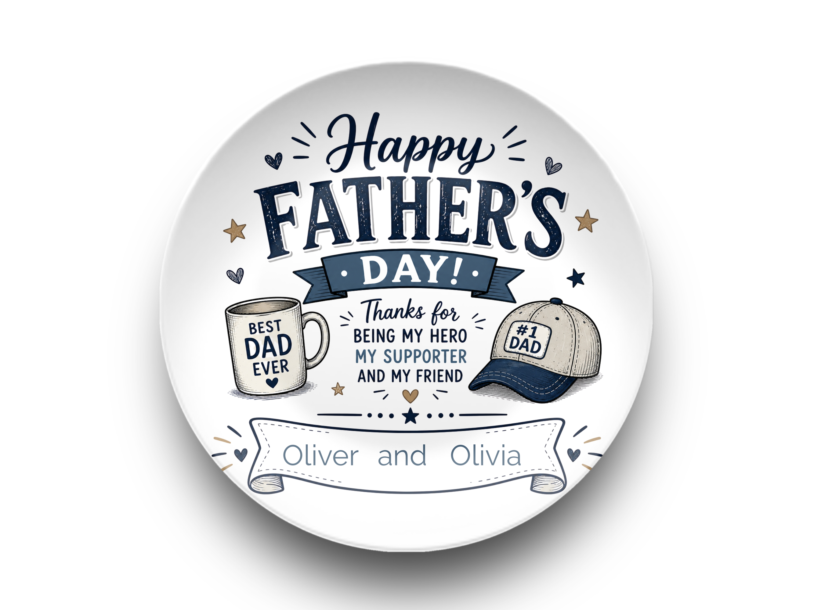 Personalized Happy Father's Day Plate, Best Dad Ever Gift, Dad Keepsake, Father's Day Table Decor