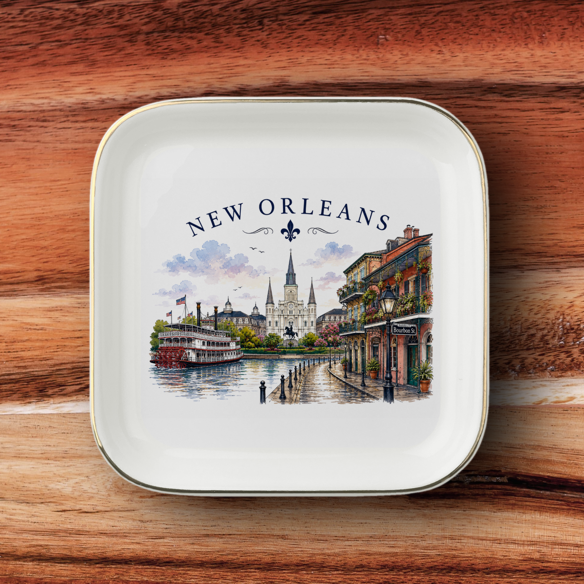 New Orleans Jewelry Dish, Louisiana Keepsake Tray, Bourbon Street Trinket Dish, French Quarter Souvenir, Gift for Travelers and Locals