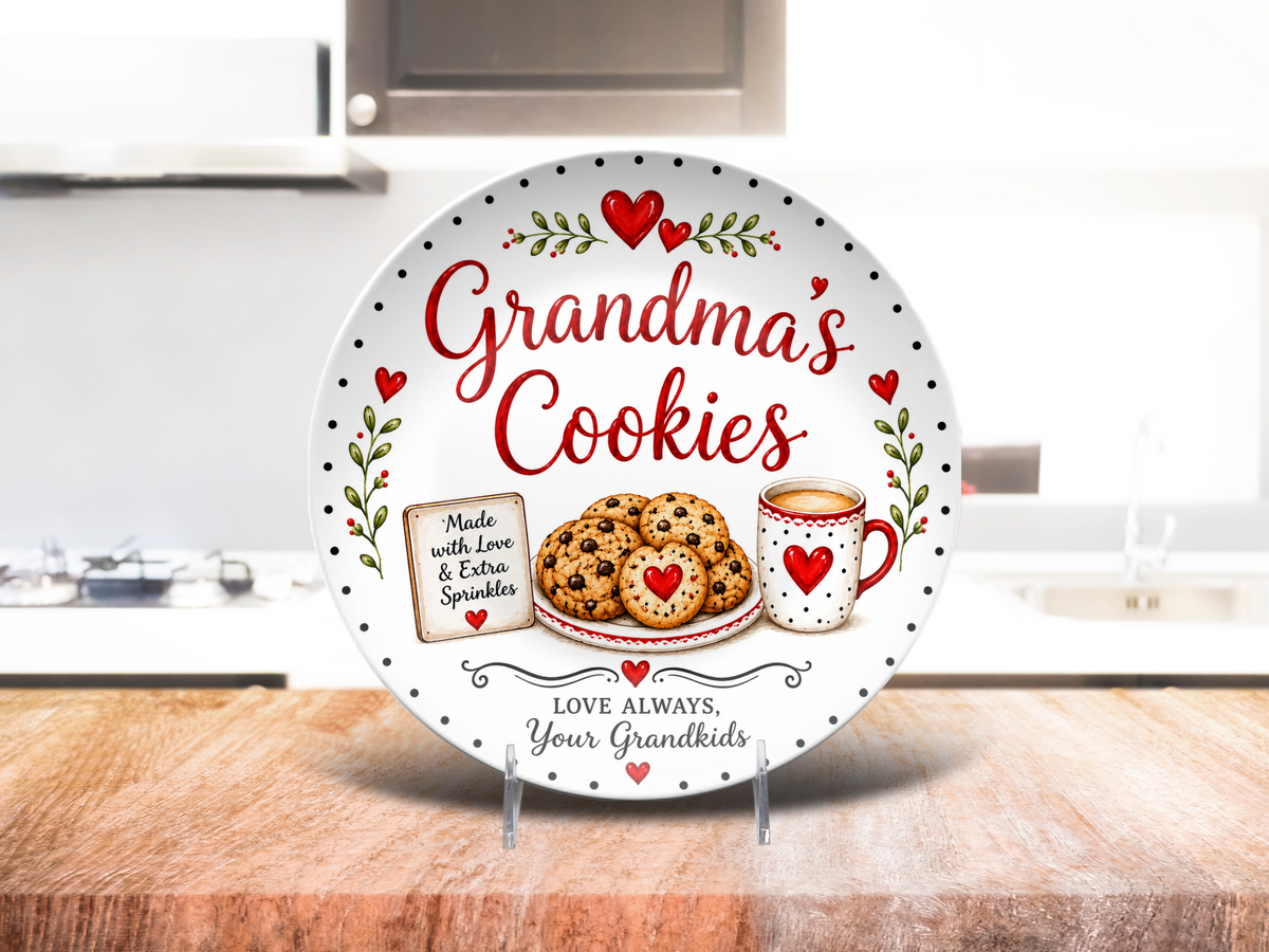 Grandma’s Cookies Plate, Grandmother Baking Gift, Cookie Serving Plate, Gift from Grandkids, Grandma Kitchen Keepsake