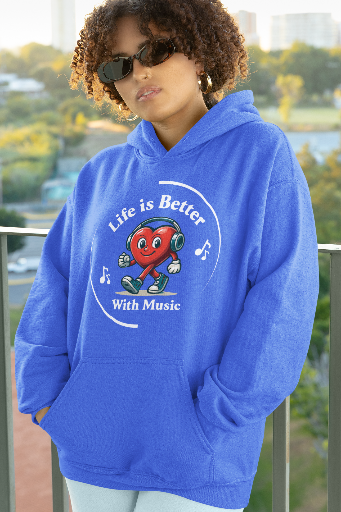 Life Is Better With Music Hoodie – Cozy Sponge Fleece Pullover for Music Lovers