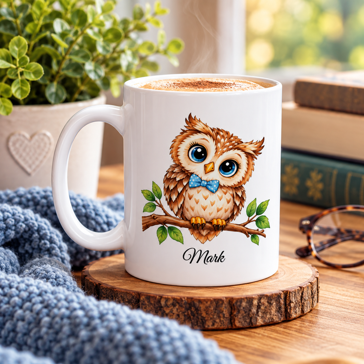 Owl Lover Gift, Bird Watcher Gift, Woodland Owl Cup, Personalized Coffee Mug, 11 oz and 15 oz
