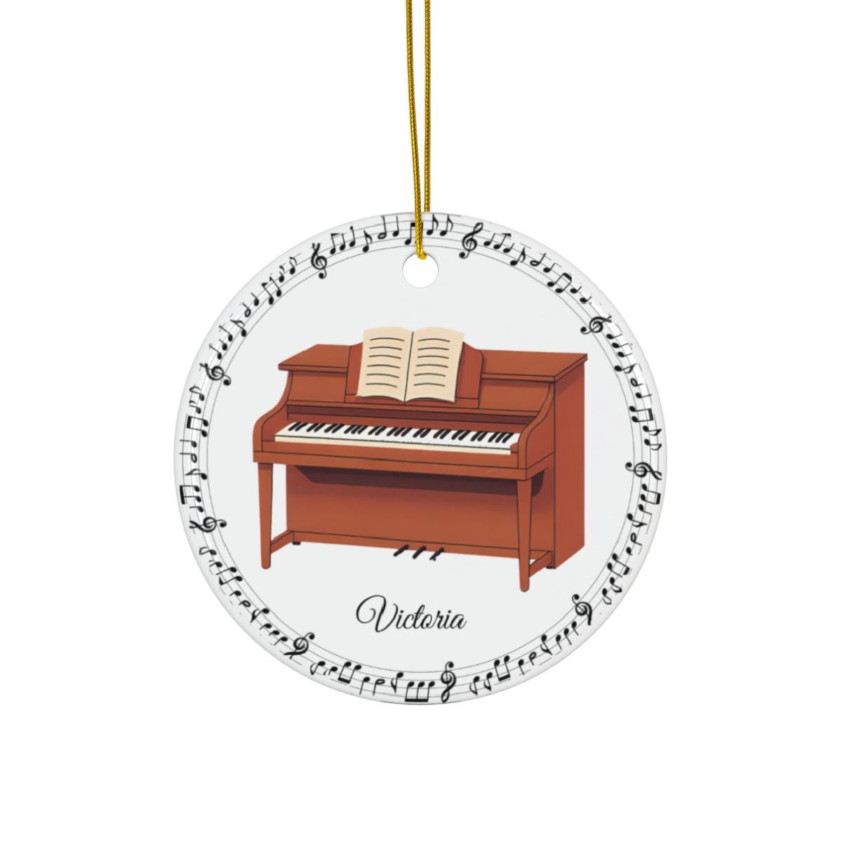 Personalized Upright Piano Ornament – Custom Name Ceramic Christmas Tree Decoration, Gift for Pianist, Student, or Music Teacher