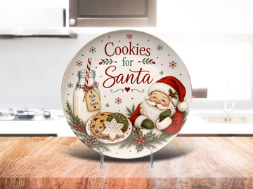 Cookies for Santa Christmas Plate, Santa Cookie Serving Dish, Milk and Cookies Plate, Christmas Eve Decor, Holiday Kitchen Display
