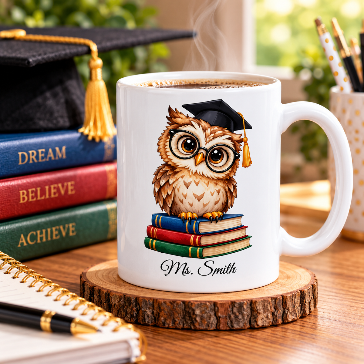 Personalized Graduation Owl Coffee Mug, Graduate Gift, Class of 2027 Gift, Graduation Mug