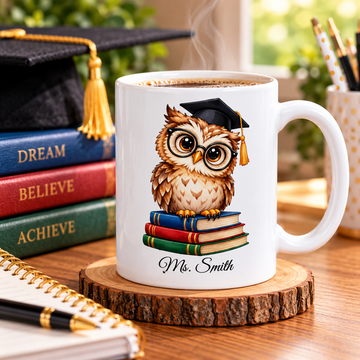 Personalized Graduation Owl Coffee Mug, Graduate Gift, Class of 2027 Gift, Graduation Mug