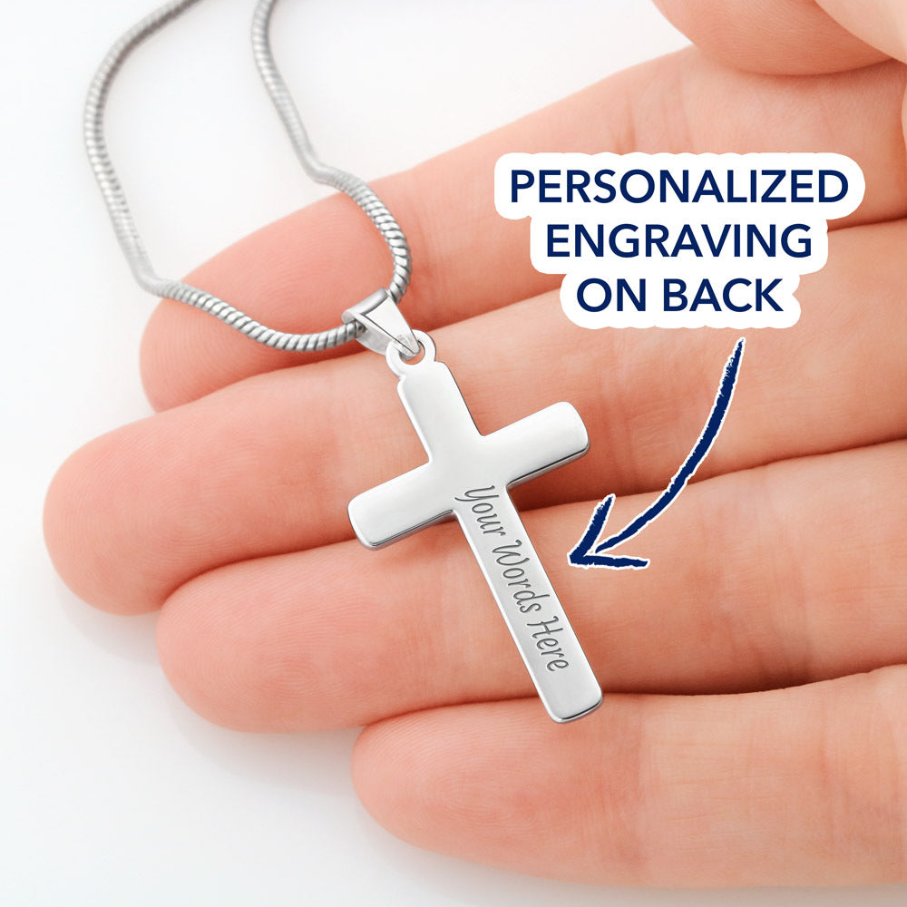 Personalized Cross Necklace for Mom, Christian Faith Jewelry, Mother's Day Gift, Proverbs 31:25 Religious Pendant