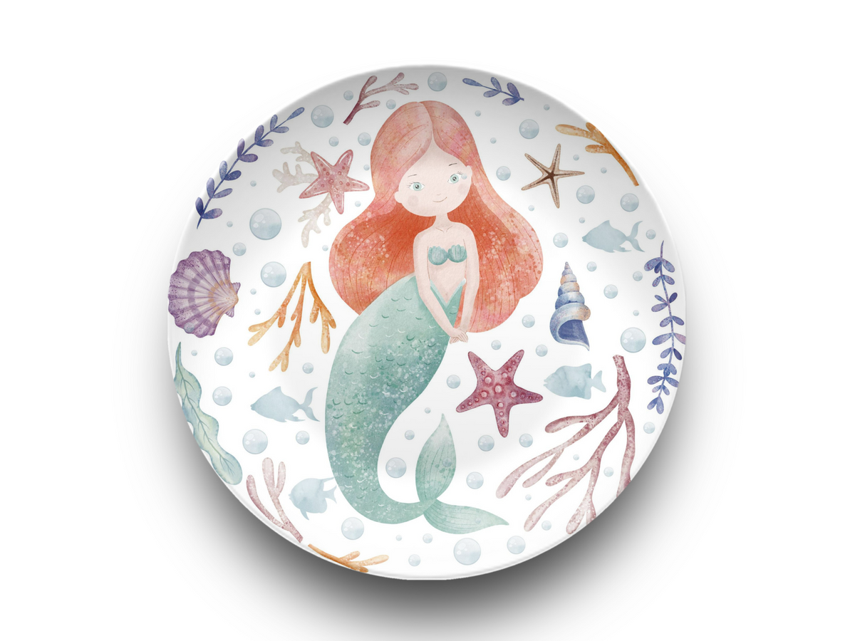 Toddler Mermaid Plate, Unbreakable Kids Dinner Plate, Under the Sea Birthday Gift, Cute Mermaid Dinnerware, Gift for Girls