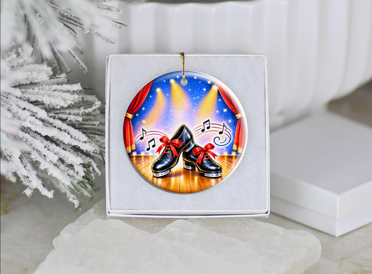 Tap Dance Shoes Christmas Ornament, Dance Studio Keepsake, Dancer Gift, Tap Dancer Teacher Present