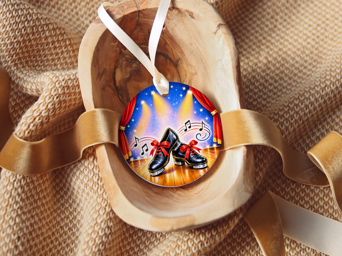 Tap Dance Shoes Christmas Ornament, Dance Studio Keepsake, Dancer Gift, Tap Dancer Teacher Present