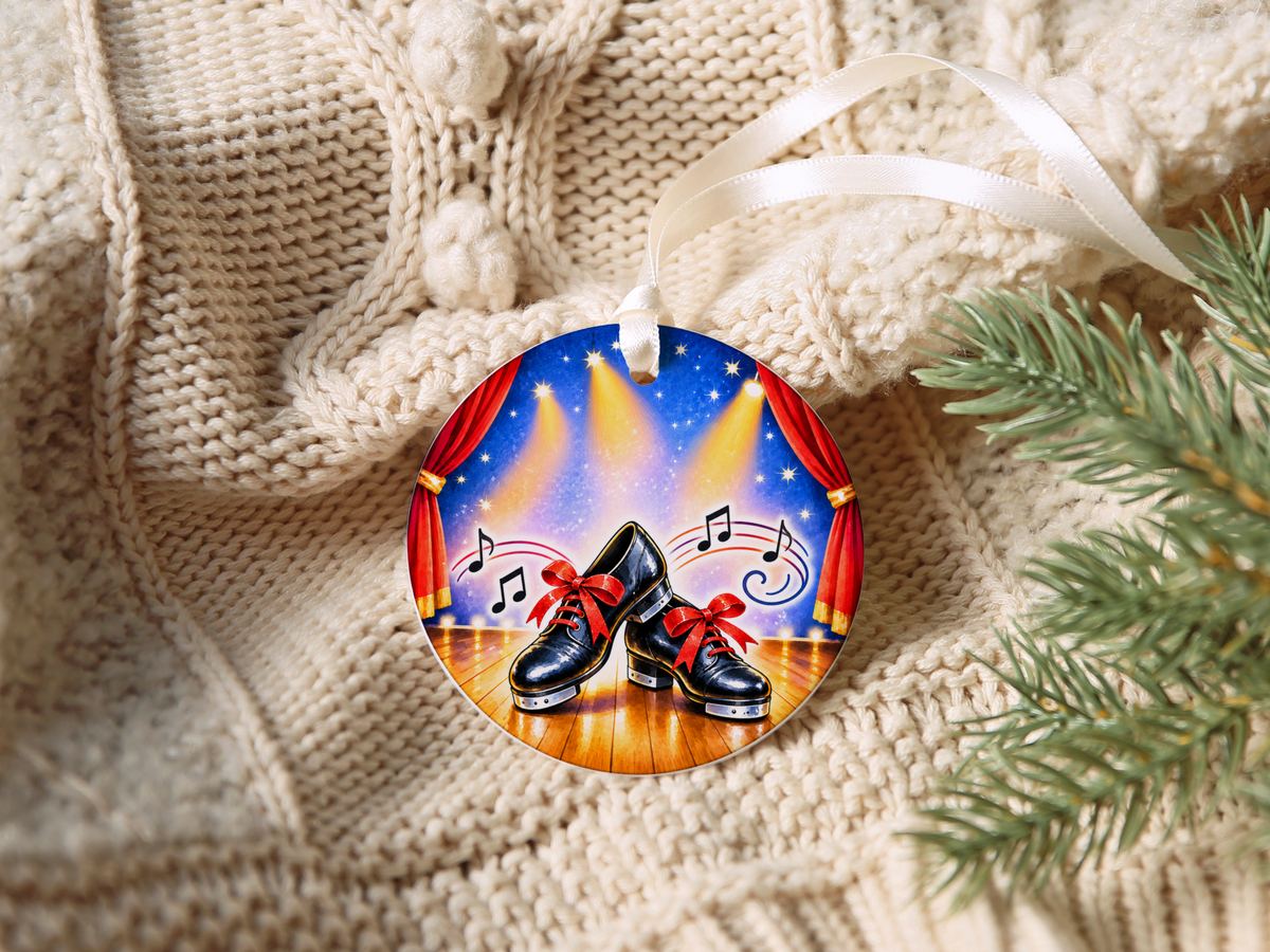 Tap Dance Shoes Christmas Ornament, Dance Studio Keepsake, Dancer Gift, Tap Dancer Teacher Present