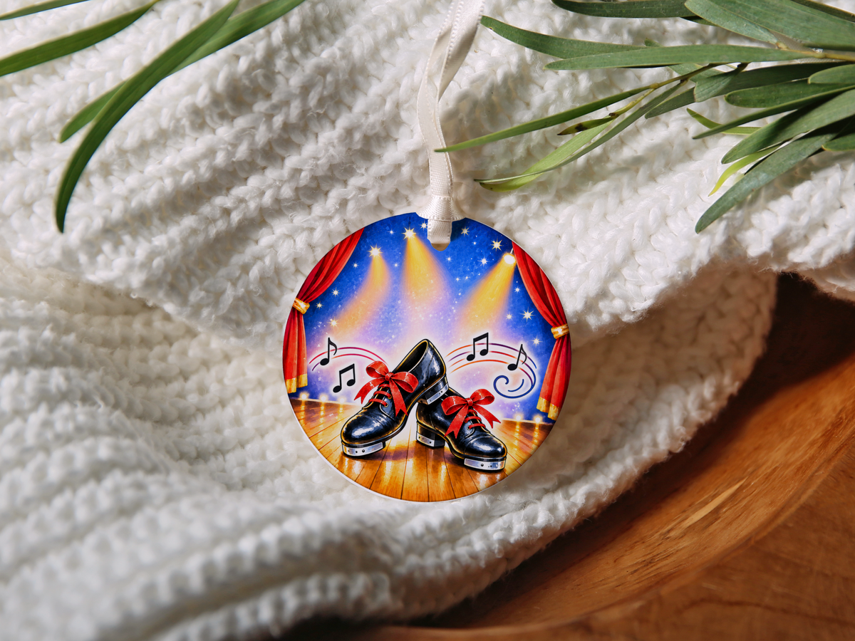 Tap Dance Shoes Christmas Ornament, Dance Studio Keepsake, Dancer Gift, Tap Dancer Teacher Present