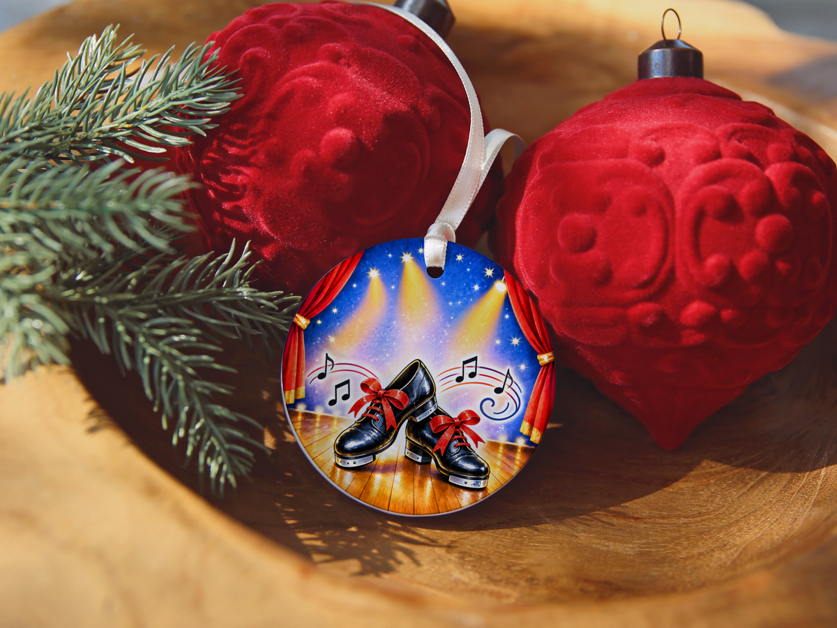 Tap Dance Shoes Christmas Ornament, Dance Studio Keepsake, Dancer Gift, Tap Dancer Teacher Present