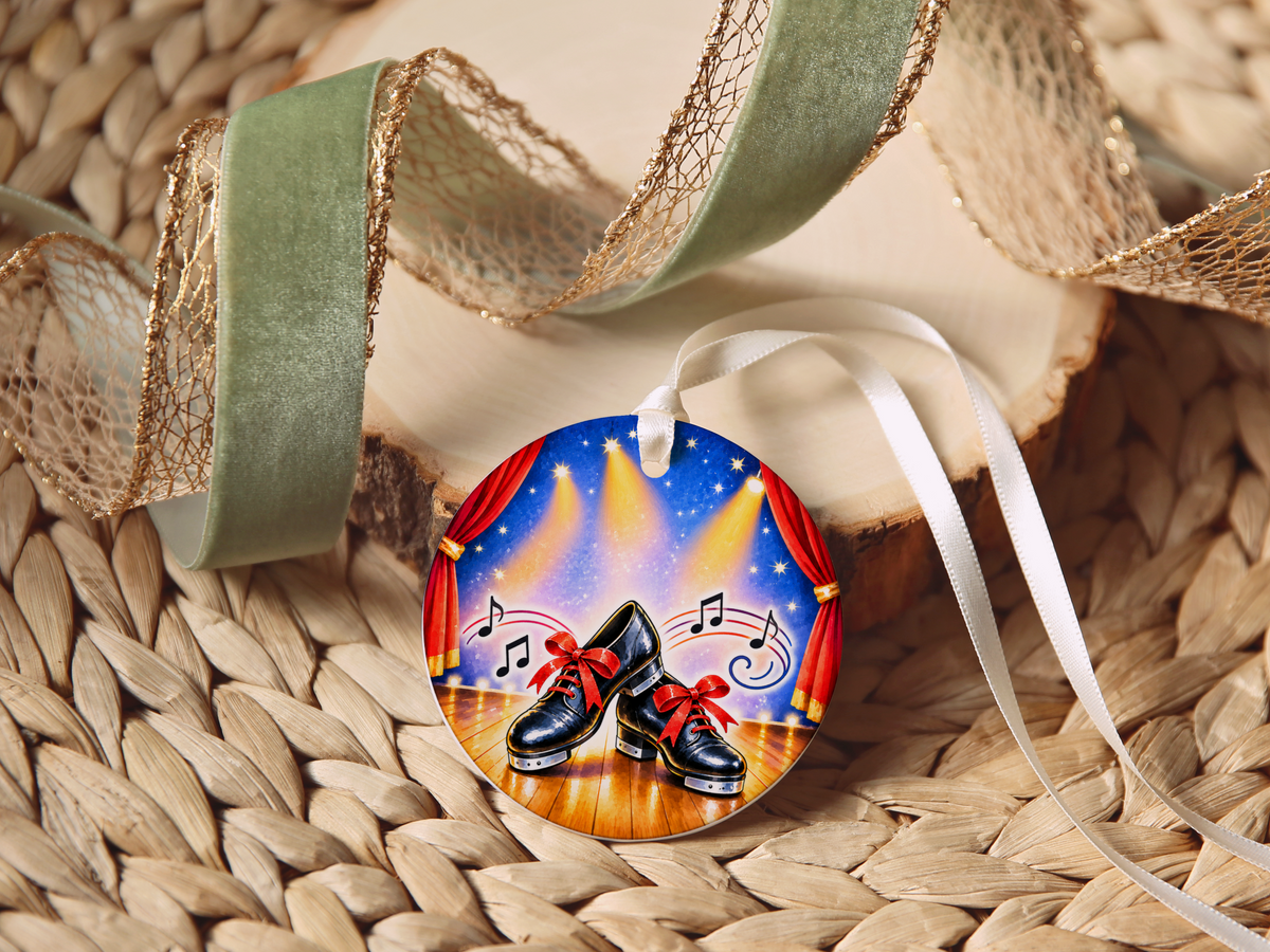 Tap Dance Shoes Christmas Ornament, Dance Studio Keepsake, Dancer Gift, Tap Dancer Teacher Present