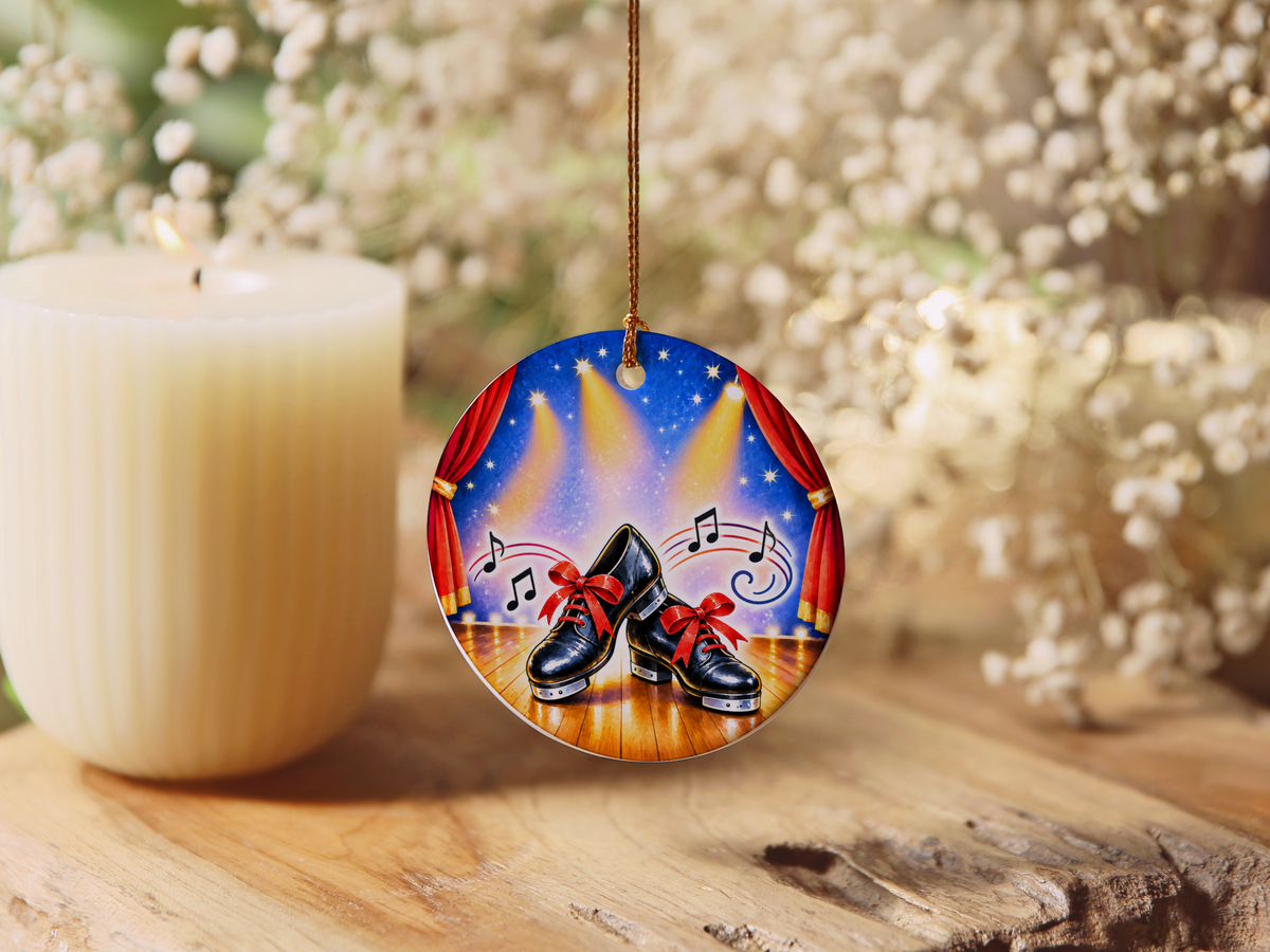 Tap Dance Shoes Christmas Ornament, Dance Studio Keepsake, Dancer Gift, Tap Dancer Teacher Present