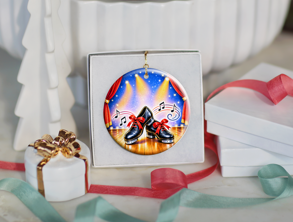 Tap Dance Shoes Christmas Ornament, Dance Studio Keepsake, Dancer Gift, Tap Dancer Teacher Present