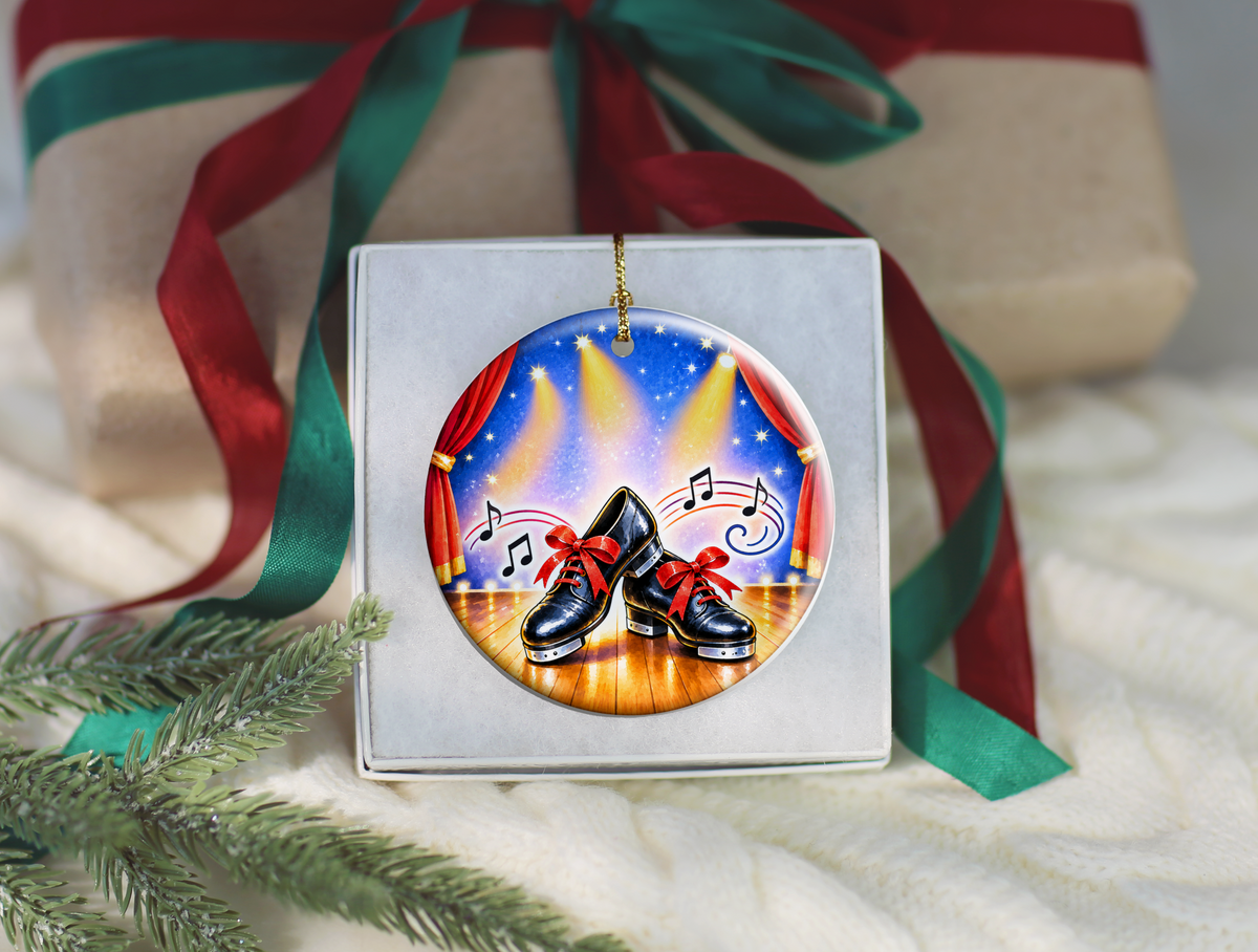 Tap Dance Shoes Christmas Ornament, Dance Studio Keepsake, Dancer Gift, Tap Dancer Teacher Present