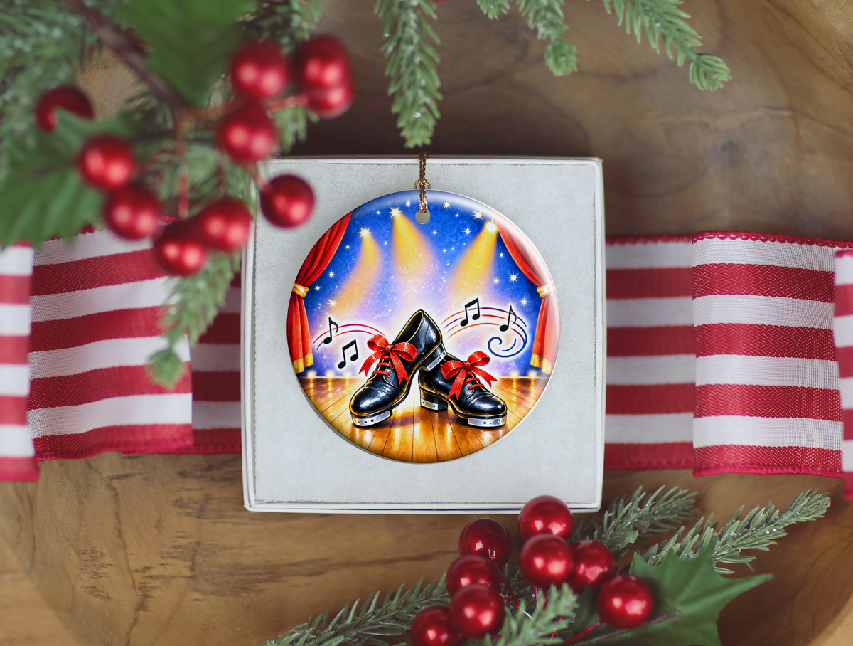 Tap Dance Shoes Christmas Ornament, Dance Studio Keepsake, Dancer Gift, Tap Dancer Teacher Present