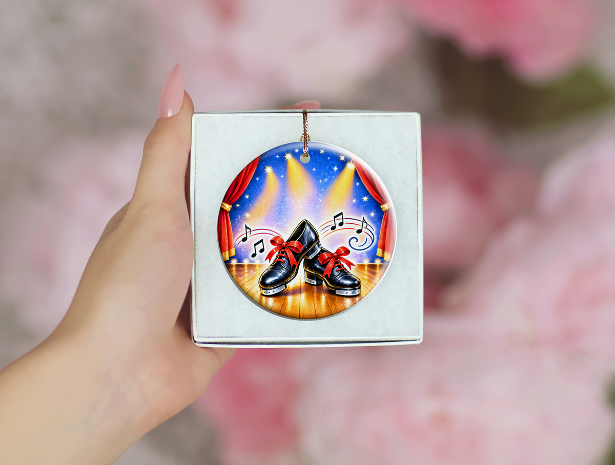 Tap Dance Shoes Christmas Ornament, Dance Studio Keepsake, Dancer Gift, Tap Dancer Teacher Present