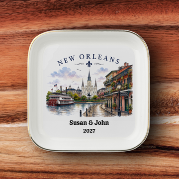 Peronalized New Orleans Jewelry Dish, Louisiana Keepsake Tray, Bourbon Street Trinket Dish, French Quarter Souvenir, Gift for Travelers and Locals