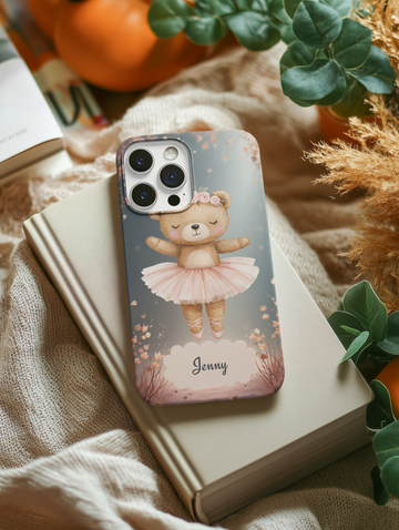 Ballerina Bear Phone Case, Personalized iPhone Samsung Cover, Adorable Kids Gift, Custom Protective Case, Ballet Themed Design, Tough Shell