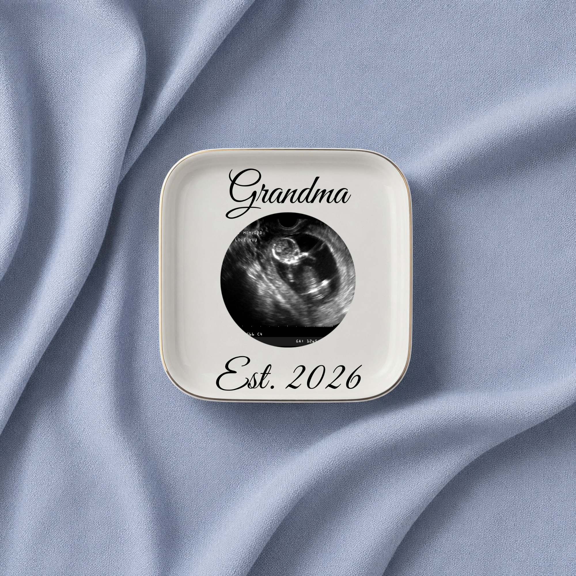Grandpa Sonogram Jewelry Dish, Pregnancy Announcement Keepsake, Grandpa Gift, Ultrasound Photo Ring Tray, New Baby Memory Gift, Est. 2026