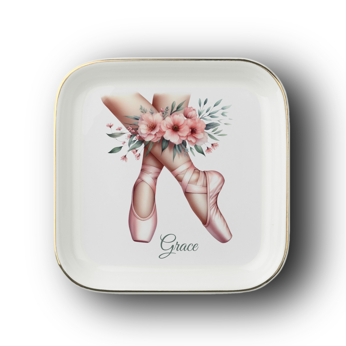 Personalized Ballerina Trinket Tray, Dancer Jewelry Dish, Ceramic Ring Holder, Ballet Recital Gift, Opening Night Gift