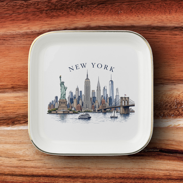 New York Souvenir Jewelry Dish, NYC Skyline Trinket Tray, Statue of Liberty Ring Holder, New York City Gift Decor Tray, Travel Souvenir