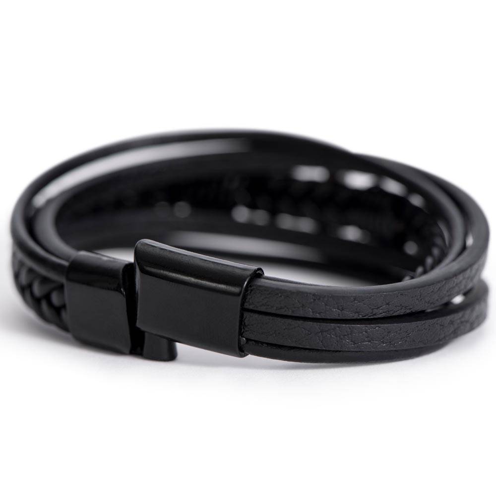 Men's Cross Leather Bracelet, Christian Gift for Him, Joshua 1:9 Courage Bracelet, Faith Gift for Husband, Boyfriend, Dad or Friend