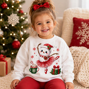 Toddler Ballet Snowman Christmas Shirt | Ballerina Snowman Sweatshirt | Dance Lover Christmas Gift | Holiday Ballet Tee