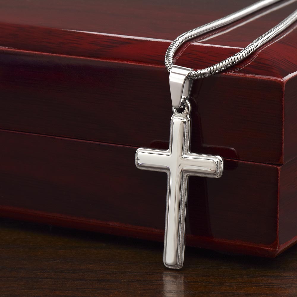Personalized Cross Necklace for Mom, Christian Faith Jewelry, Mother's Day Gift, Proverbs 31:25 Religious Pendant