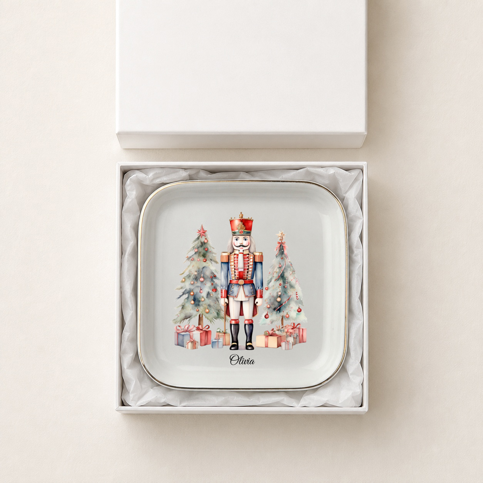 Personalized Nutcracker Jewelry Dish, Ballet Teacher Gift, Dancer Present, Christmas Trinket Tray, Holiday Keepsake Gift
