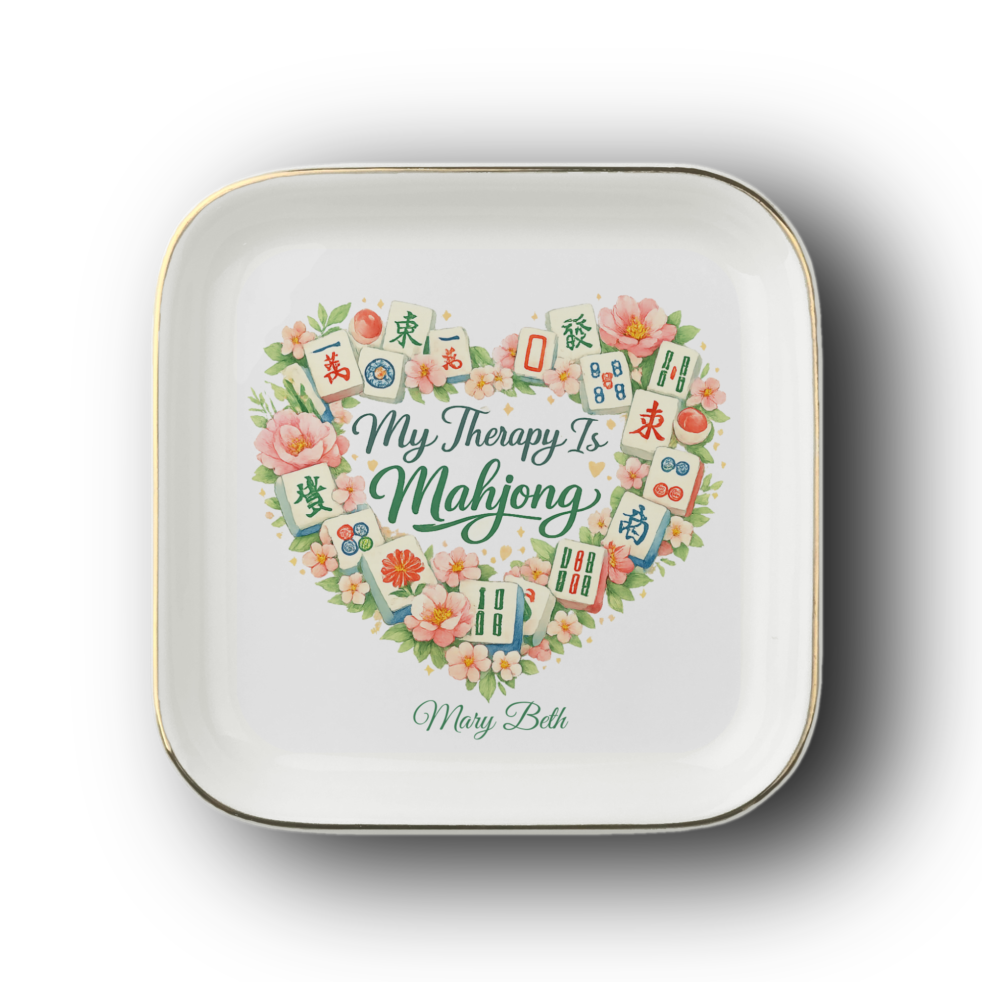 Mahjong Jewelry Dish, My Therapy Is Mahjong Tray, Personalized Mahjong Gift,  Ceramic Trinket Tray, Game Night Decor