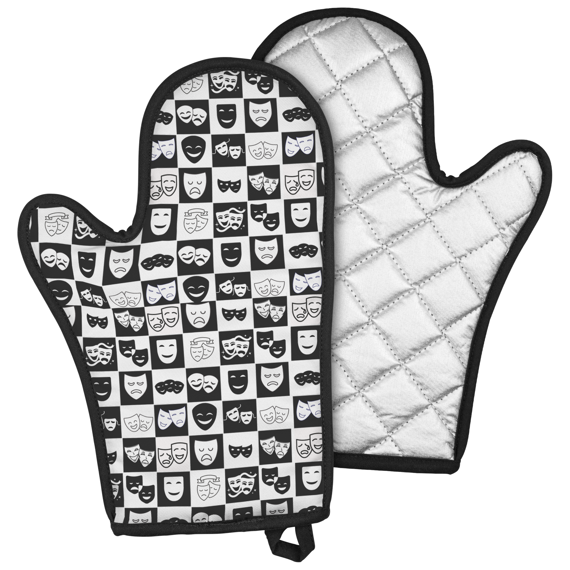 Theater Mask Oven Mitt, Kitchen Decor, Gift for Cooks, Quilted Design, Fun Kitchen Accessories, Heat Resistant Glove